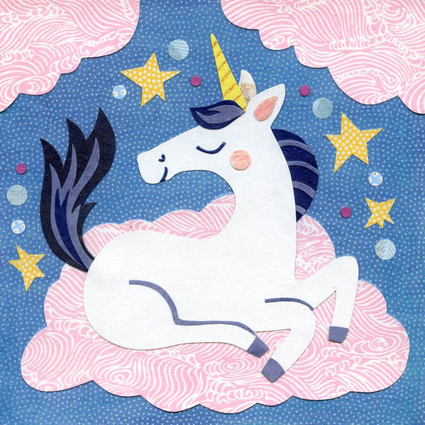 blue unicorn art print