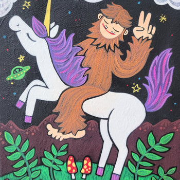 Believe...Sasquatch on a Unicorn 8x10" Original Painting
