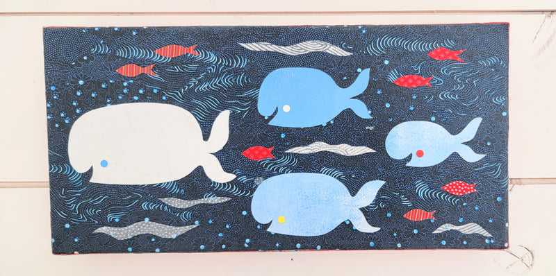 Whale Swim 6x12" Original Collage