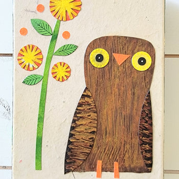 Owlet and Dandies 6x8" Original Collage