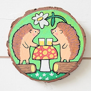 Hedgehogs' Picnic 5" Painted Round