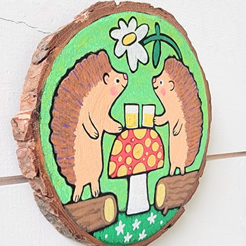 Hedgehogs' Picnic 5" Painted Round