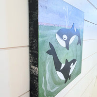 Orca Swim 12x12" Original Collage
