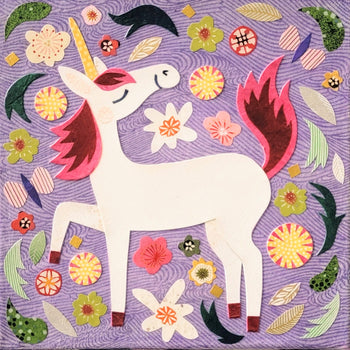 Purple Pinky Unicorn 8x8" Original Collage