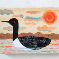 Loon On Lake 12x16" Original Collage