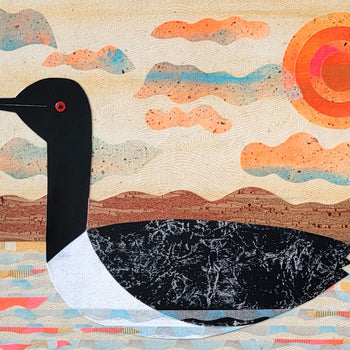 Loon On Lake 12x16" Original Collage