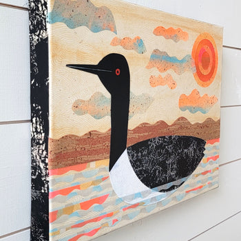 Loon On Lake 12x16" Original Collage