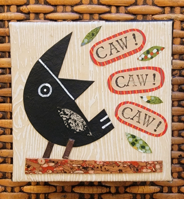 CAW CAW Crow 4x4" Original Collage