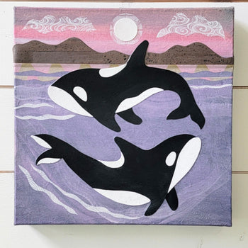 Orca Swim 12x12" Original Collage