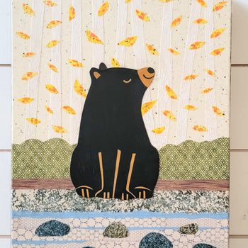 Bear At the River 12x16" Original Collage