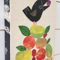 Crow With Fruit 8x10" Original Collage