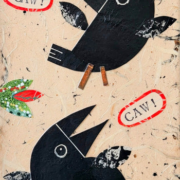 Chatty Crows 6x12" Original Collage