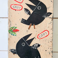 Chatty Crows 6x12" Original Collage