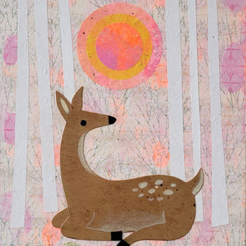 Deer At Dawn 12x16" Original Collage