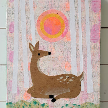 Deer At Dawn 12x16" Original Collage