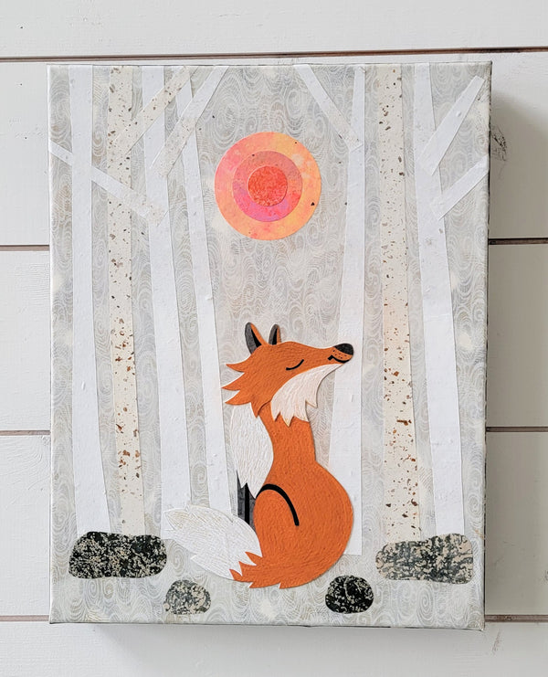 Fox In Winter 11x14" Original Collage