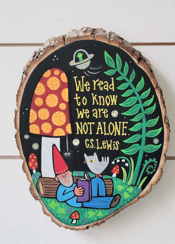 We Are Not Alone Painted Birch Panel 9" Oval Round