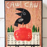 Crow With Fruit and Music 9x12" Original Collage
