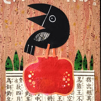 Crow With Fruit and Music 9x12" Original Collage