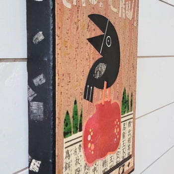 Crow With Fruit and Music 9x12" Original Collage
