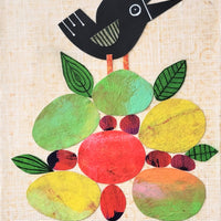 Crow With Fruit 9x12" Original Collage