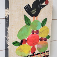 Crow With Fruit 9x12" Original Collage