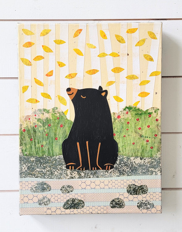 Bear At the River 12x16" Original Collage