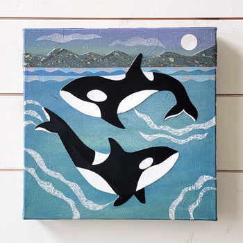 Orca Swim 12x12" Original Collage