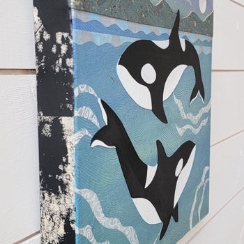 Orca Swim 12x12" Original Collage