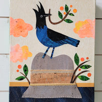 Bird On a Hat- Steller's Jay 11x14" Original Collage