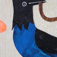 Bird On a Hat- Steller's Jay 11x14" Original Collage