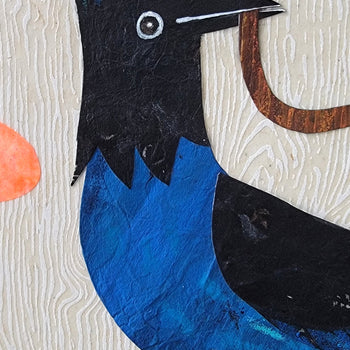 Bird On a Hat- Steller's Jay 11x14" Original Collage