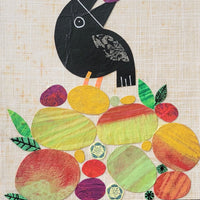 Crow With Fruit 9x12" Original Collage