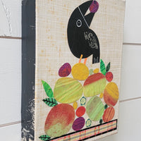Crow With Fruit 9x12" Original Collage
