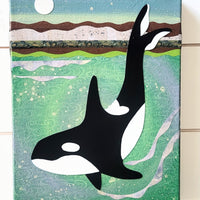 Orca At Moonrise 9x12" Original Collage