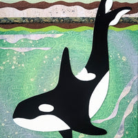 Orca At Moonrise 9x12" Original Collage