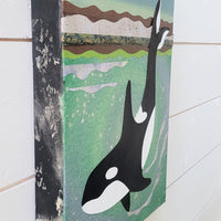 Orca At Moonrise 9x12" Original Collage
