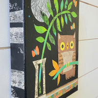 Owlet On a Branch 8x10" Original Collage