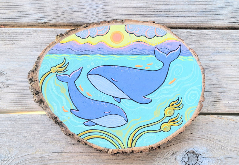 Together In the Sea 9" Painted Wooden Round