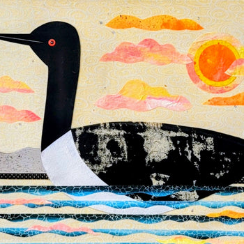Loon On Lake 12x16" Original Collage
