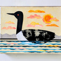 Loon On Lake 12x16" Original Collage