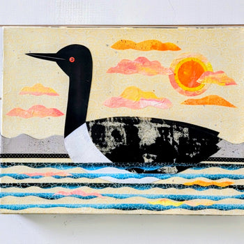 Loon On Lake 12x16" Original Collage
