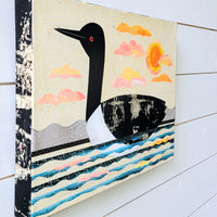 Loon On Lake 12x16" Original Collage
