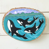 Orca Whale Family 9" Painted Round