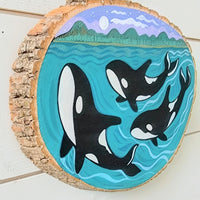 Orca Whale Family 9" Painted Round