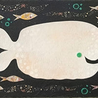 Whale In the Deep Dark Sea 4x6" Original Collage