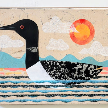 Loon On Lake 12x16" Original Collage
