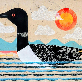 Loon On Lake 12x16" Original Collage