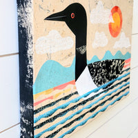 Loon On Lake 12x16" Original Collage