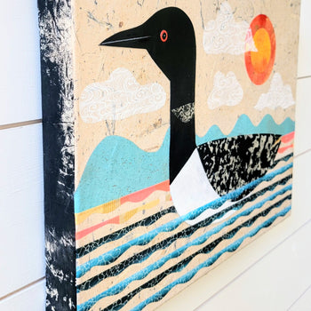 Loon On Lake 12x16" Original Collage